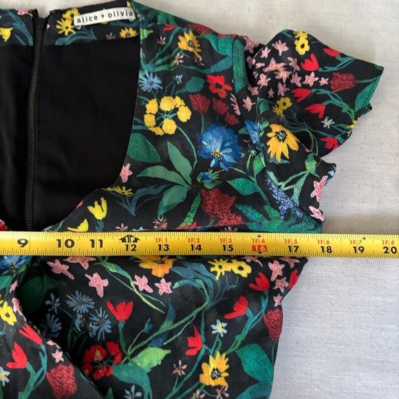 Alice + Olivia Adrianna Floral Maxi Dress Black V-Neck Slit Size 6 | Boho - Picture 7 of 8